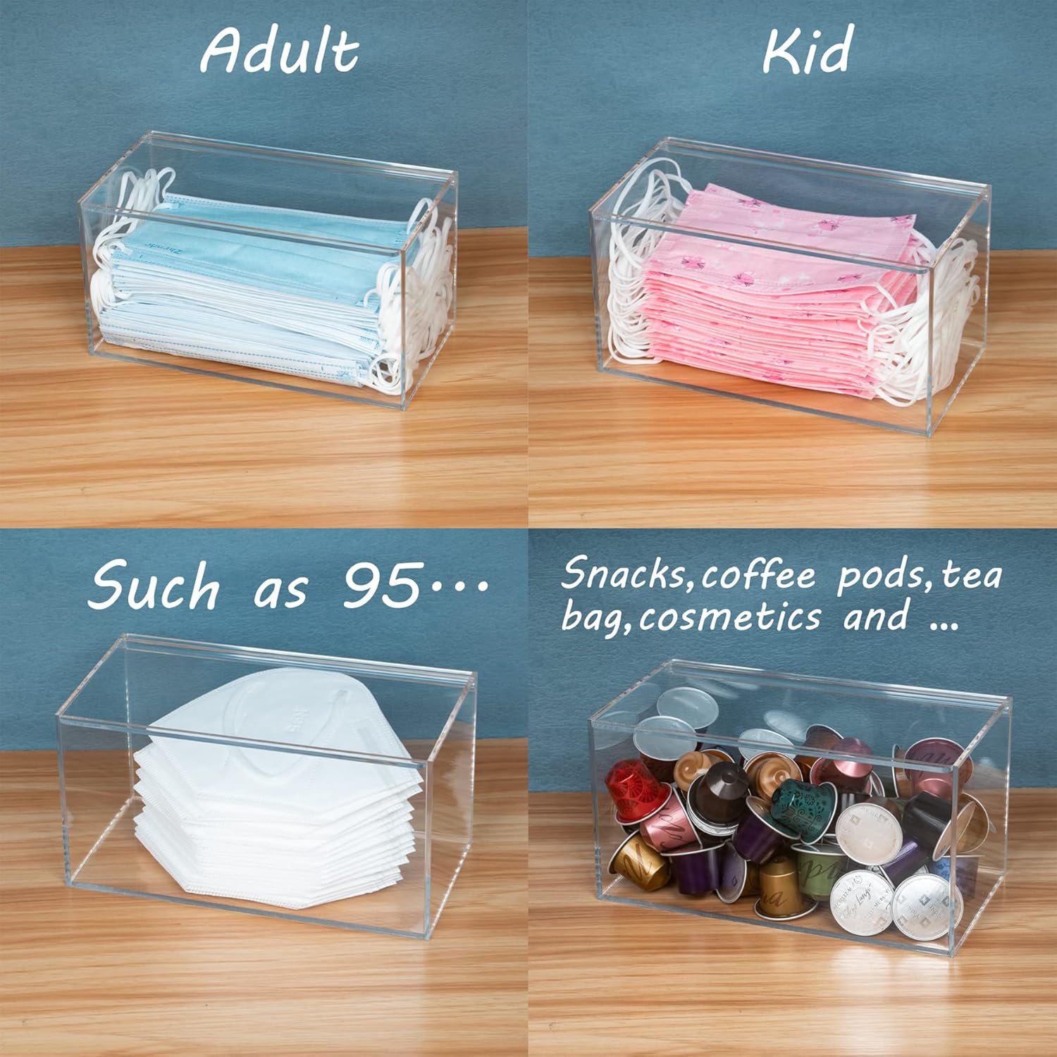Koemehr Face Mask Dispenser Acrylic Masks Storage Box Hygiene Station with Cover for Disposable Masks, Tabletop Holder, High Clarity Mask Case for Home Office Car: Industrial & Scientific