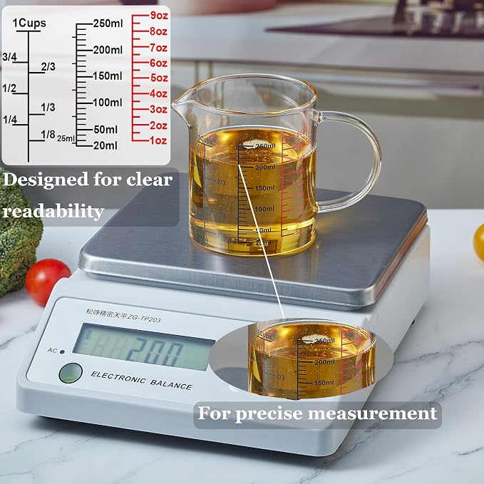 Taza medidora de vidrio 250 ml con pico en V miniatura 4