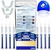 Teeth Whitening Kit & Strips LED Light Activator | 50 Sessions | 8X3ml Gels | Crystal Strips | UK Approved Formula | Safe On Teeth & Gums | Home Stain Remover Dental Kit