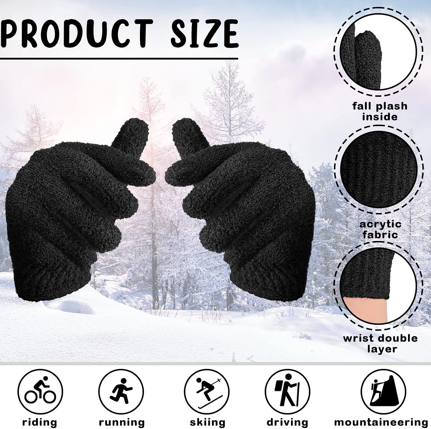 Handepo 16 Pairs Winter Warm Magic Gloves Stretchy Knit Gloves Cotton Gloves for Men Women