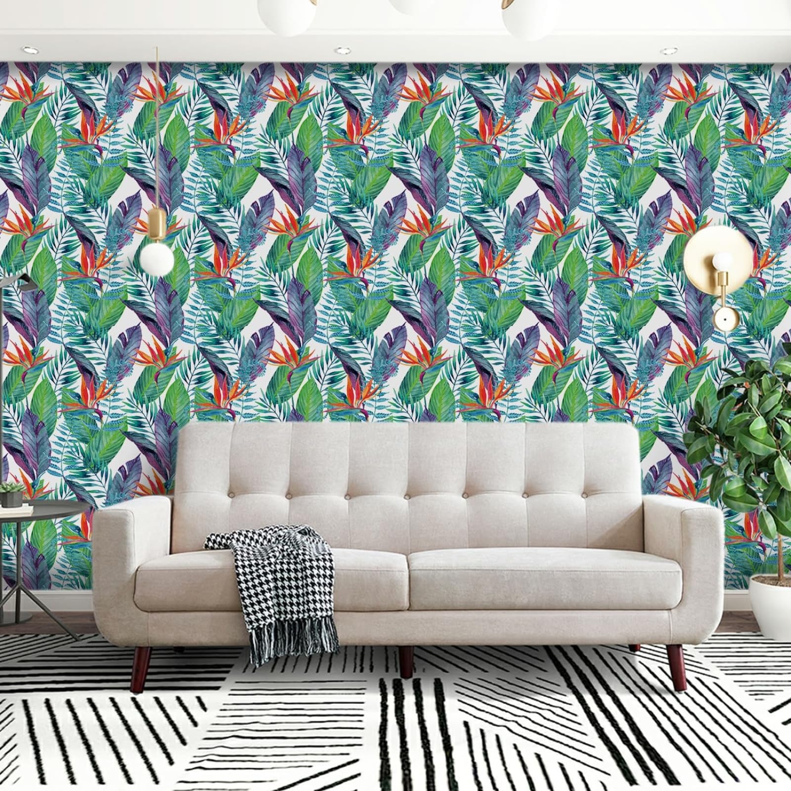 Wallpaper Purple Leaves Peel and Stick Self Adhesive Wallpaper for Living Room Waterproof Vinyl, Art Deco Thicken Sticky Back Plastic Removable