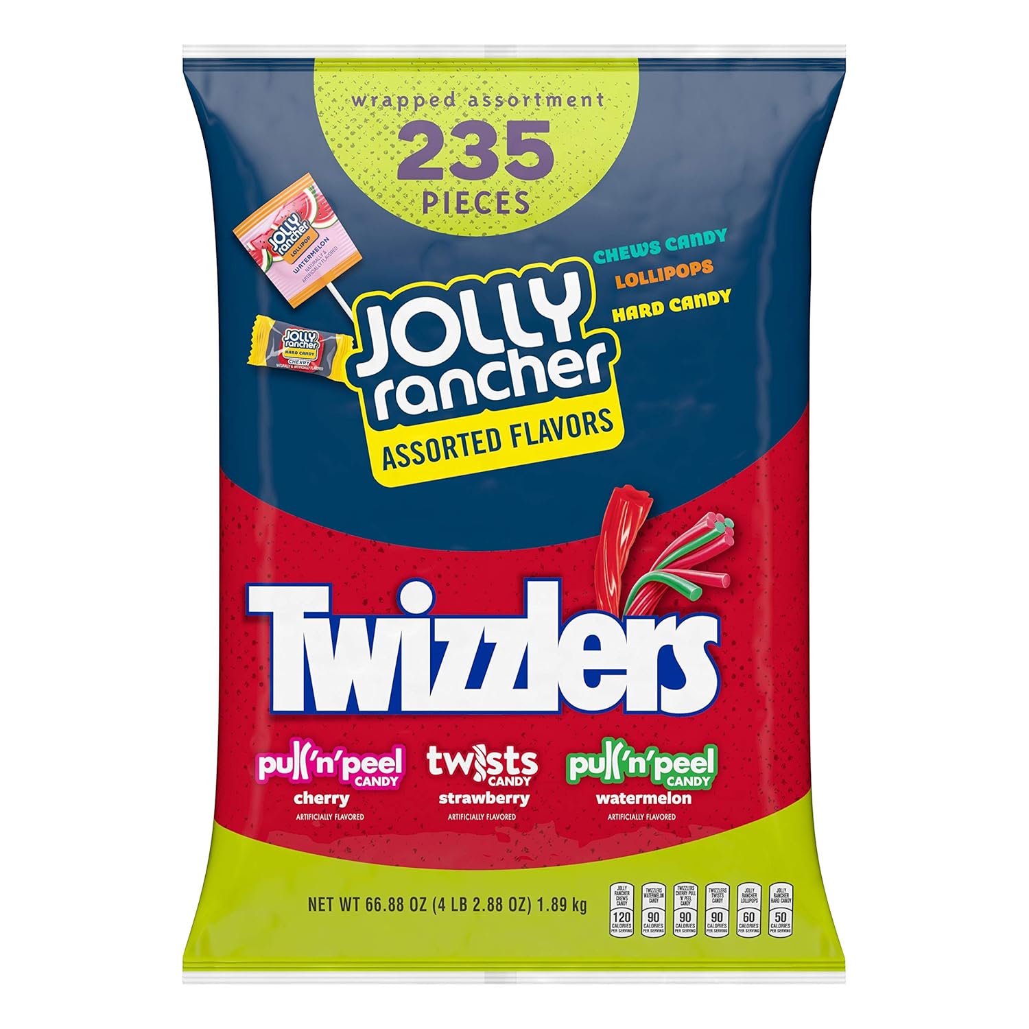 JOLLY RANCHER and TWIZZLERS Assorted Fruit Flavored Candy, Halloween, 66.88 oz Bulk Variety Bag (235 Pieces) : Grocery & Gourmet Food