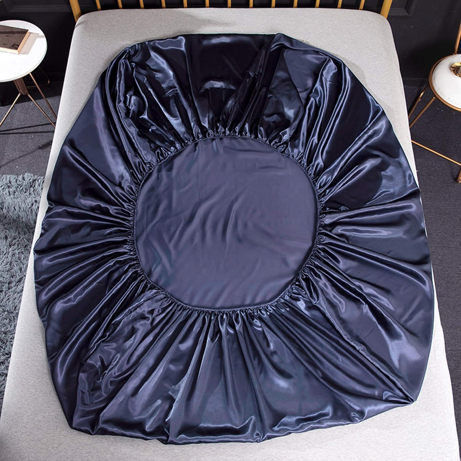 Vagasi Mattress Protector Twin 12" Deep Pocket Mattress Cover Dust Proof Comfort Satin Fitted Sheet Smooth Soft, Royal Blue