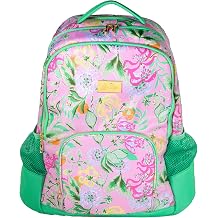 Lilly Pulitzer Large Backpack with Pockets, Adjustable Strap, and Handle, Large Bookbag for Work and Travel, Via Amore Spritzer