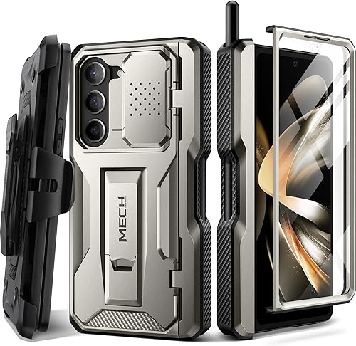 TONGATE Funda para Galaxy Z Fold 5, con nuevo soporte para S Pen y protector de pantalla y soporte, funda de protección de bisagra resistente de