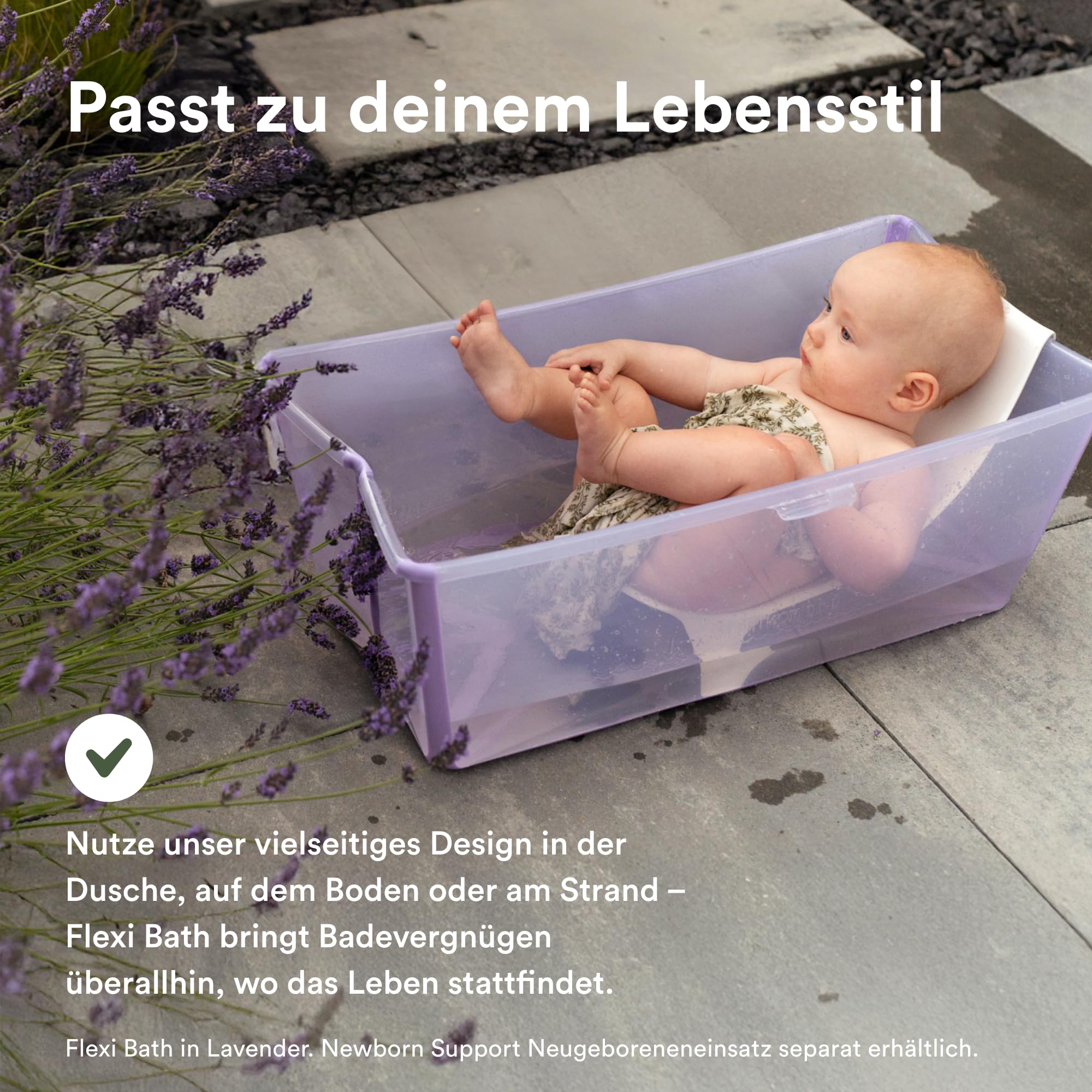 Stokke Flexi Bath, Sandy Beige - 64 x 24 x 34 cm - Faltbare Babybadewanne für Neugeborene und Babys - Leicht, robust & einfach zu verstauen - Praktisch für zu Hause oder auf Reisen