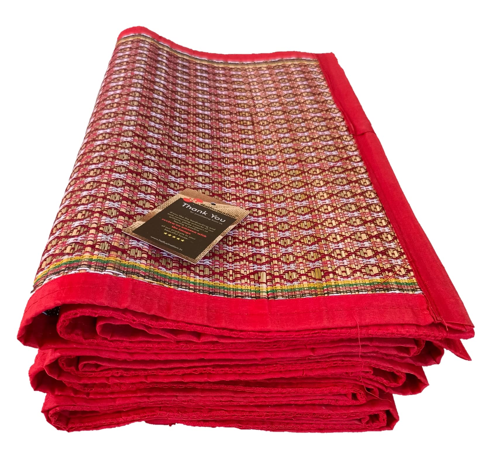 HALLUCINATION Chatai Mats for Home Sleeping on Floor Single Double King Queen Size Natural Dried Korai Pai Grass Made Yoga Mat (Rose, King)