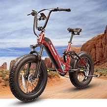 PUCKIPUPPY Electric Bike Mountain Ebike 20 Fat Tire 7 Speed for Adults | 960W, 48V 20Ah Battery, Full Suspension, 28MPH, 80Miles Range, LCD Display