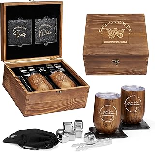 Wine Lovers Gifts for Women, Birthday Gifts for Mom Sister Friend Coworker Girlfriend Inspirational Gift Set, Wine Gift Box Set with Tumblers, Ice Cubes