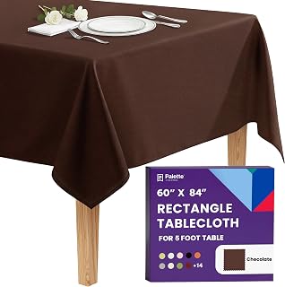 Gee Di Moda Rectangle Tablecloth - 60 x 84 Inch Chocolate Table Cloth for 5 Foot Rectangle Tables - Heavy Duty Washable Fabric - for Holiday Party, Dinner, Weddings, Baby Shower & Events