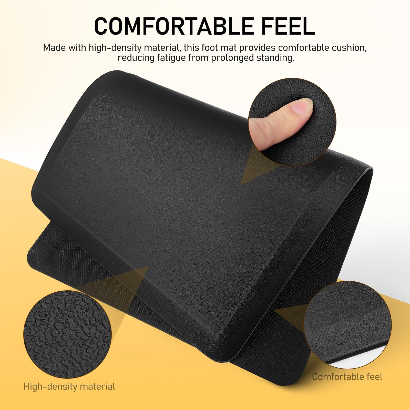 OSALADI Ergonomische Küchenmatte rutschfeste Anti Ermüdungsmatte aus PVC und Schaumstoff Schwarz Langlebige Komfort Bodenmatte 44x71x1,2 cm für Büros und Kassenbereiche