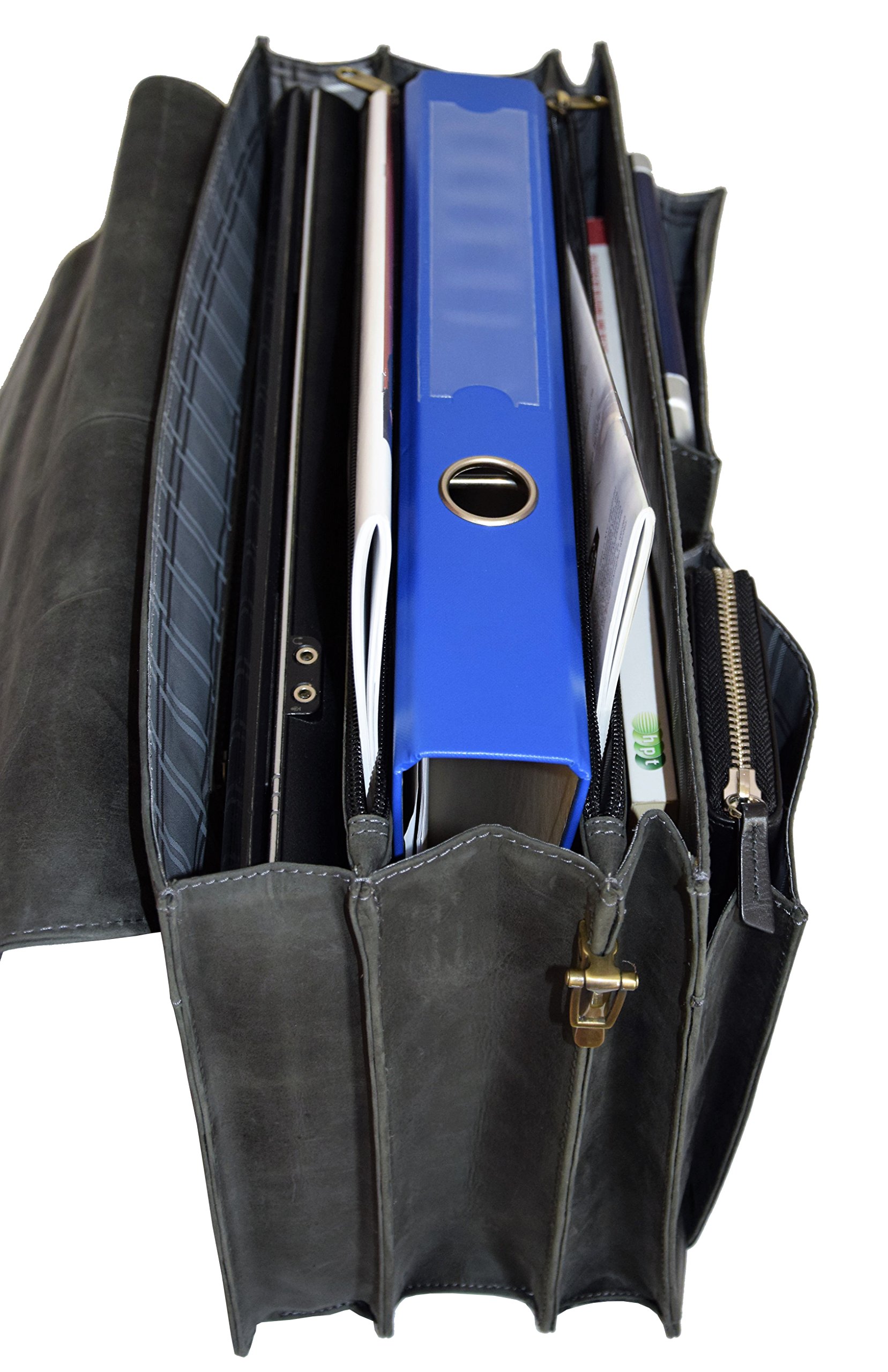 Menzo Maletín de piel auténtica para portátiles de hasta 15 pulgadas, estilo vintage, para hombre y mujer, ideal para la escuela, la universidad o el trabajo, Negro , Small