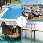 3 Step Removable Dock Ladder - 350 LBS Load Weight Capacity, Aluminum Pontoon Boat Ladder with 4 in Wide Non-Slip Pedal, Ideal for Lake, Swimming Pool, Marine Boarding