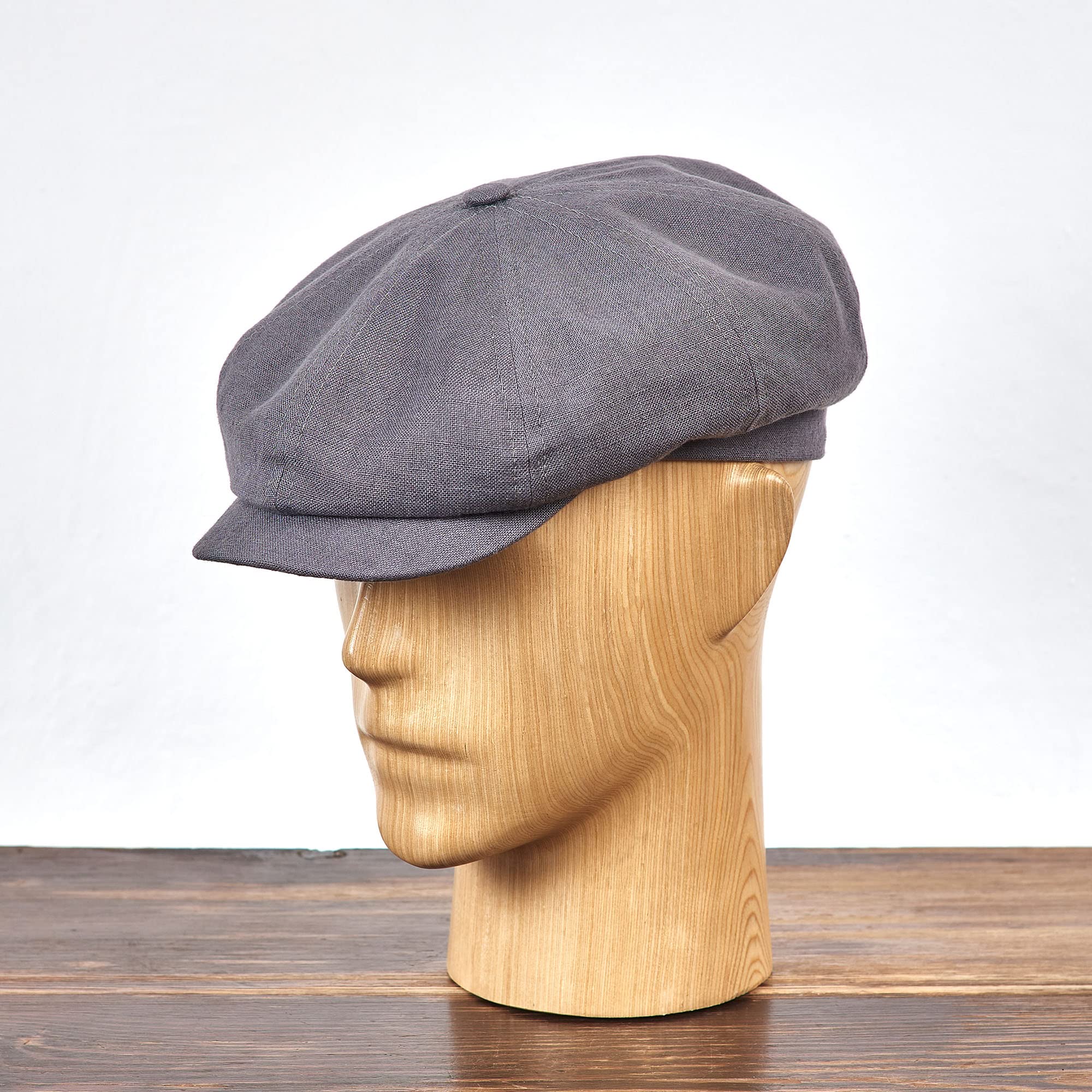 Sterkowski Modell Rowdy | 100% Leinen Schiebermütze für Herren und Frauen | Gatsby Sonnen Sommer Vintage Flatcap Elegante Retro Peaky Stylische Outdoor Modische Damen Kappe Baker Boy Mittelgrau 57