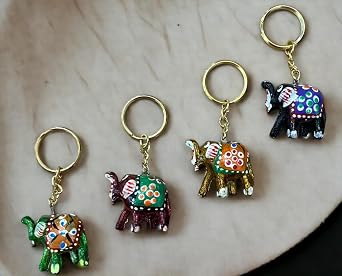 Hand Painted Elephant Keychains 10 Pieces