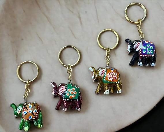 Hand Painted Elephant Keychains 10 Pieces