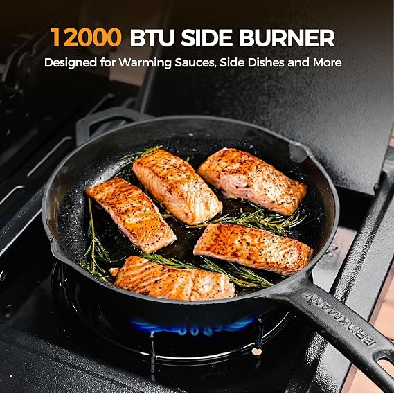 MASTER COOK 4 Burner Gas Grill with Side Burner, 518 Sq. In. Cooking Area, 52,000 BTU Propane Grills, Stainless Steel Cabinet BBQ Grill for Outdoor Patio, Garden and Backyard