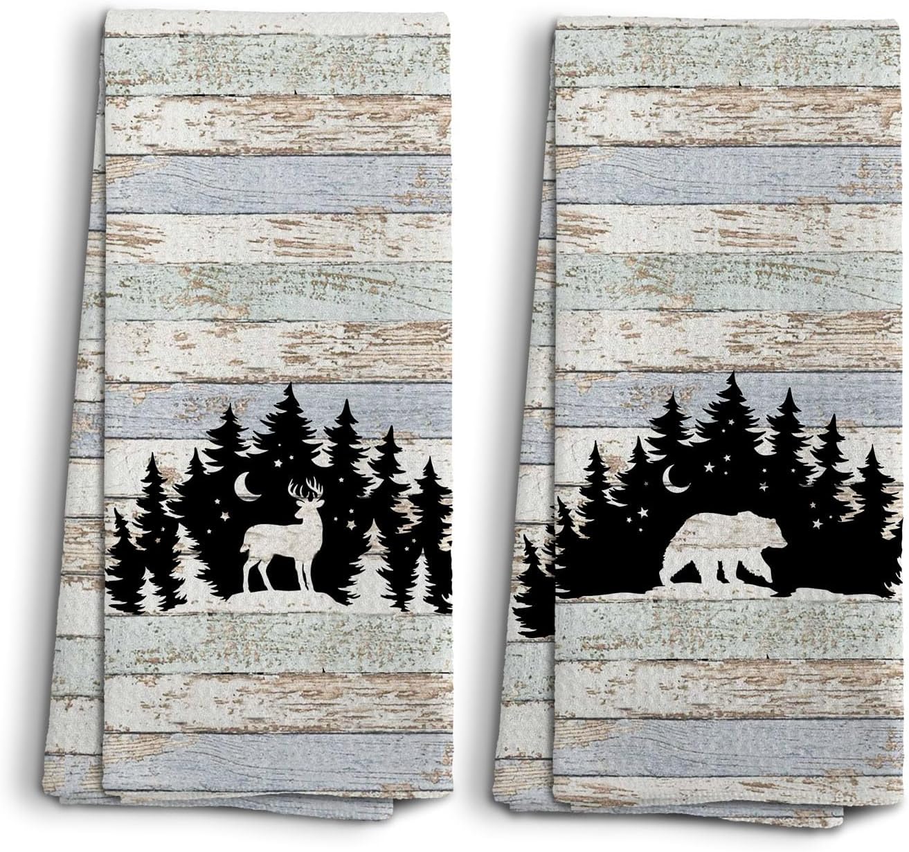Amazon.com: 3 Cabin Lodge Themed Decorative Cotton Kitchen Towels Set ...