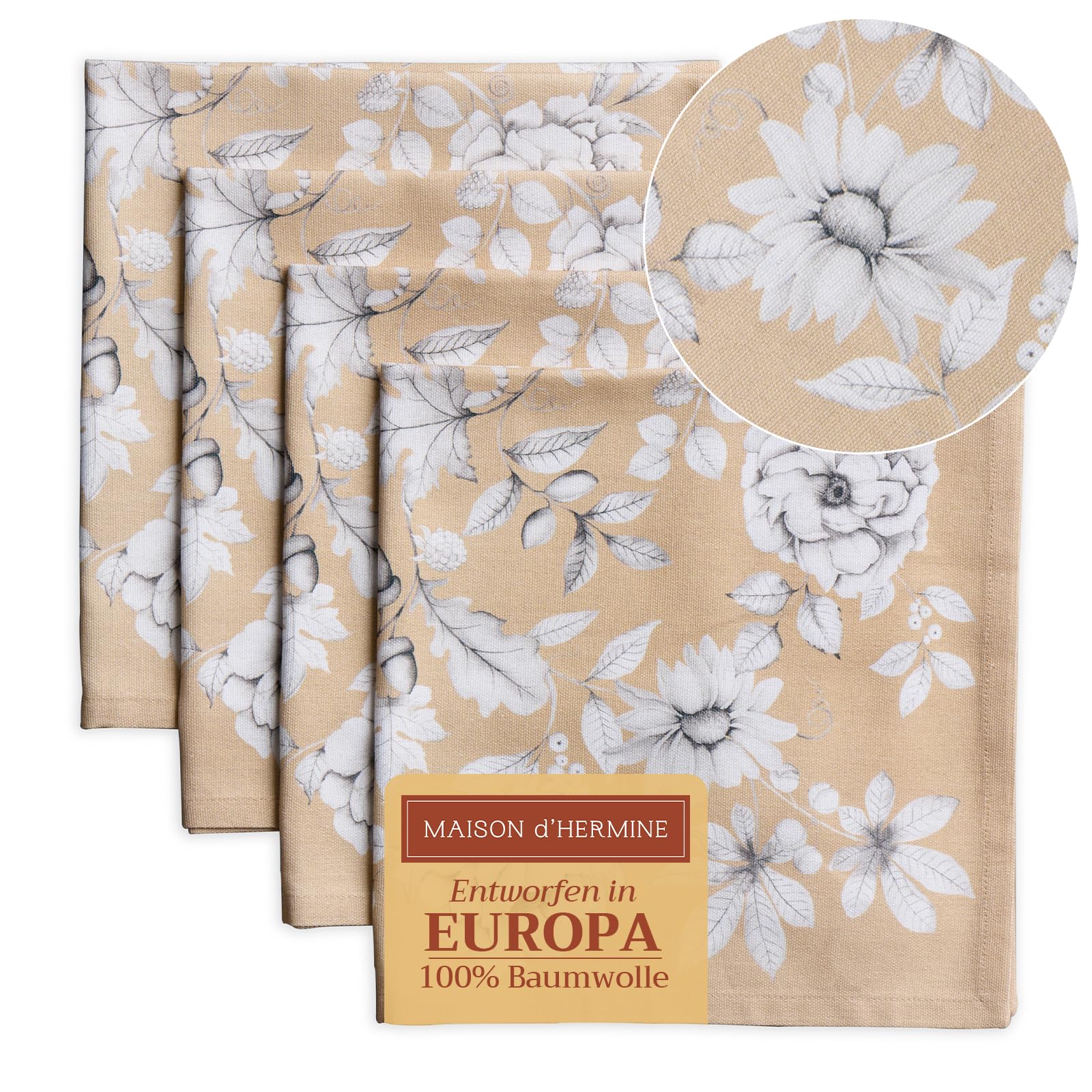 Maison d'Hermine Stoffservietten 100% Baumwolle (45 cm x 45cm, 4er-Set)