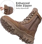 DahWe Men's Steel Toe Work Boots 8" with Side Zipper | Lightweight Comfortable Puncture Resistant for Industrial Construction EMT Warehouse Roofing Mechanic Safety