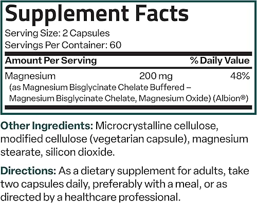 Miniatura 8 de Bronson Glicinato de magnesio 200 mg por porción quelado para una alta absorción, suave para el estómago, sin OMG, 120 cápsulas vegetarianas