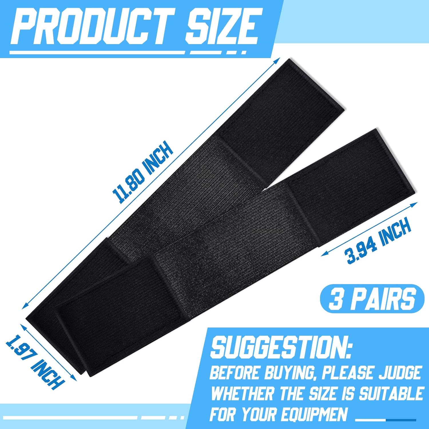 Taiyin 6 Pcs Hockey Goalie Pad Strap Elastic Goalie Pad Wrap Ice Hockey Goalkeeper Equipment with Hoop and Loop Fastener for Women Men Leg Knee Calf(30 x 5 cm)