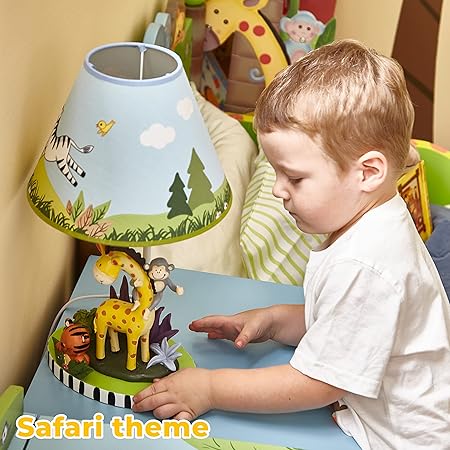 Fantasy Fields Fantasy Fields - Sunny Safari Animals Thematic Kids Table Lamp, for Girls & Boys Rooms with Printed Zebra Lampshade & Sculpted Monkey, Giraffe, & Tiger Base, Jungle Lamp for Nurseries & Baby Rooms photo 2