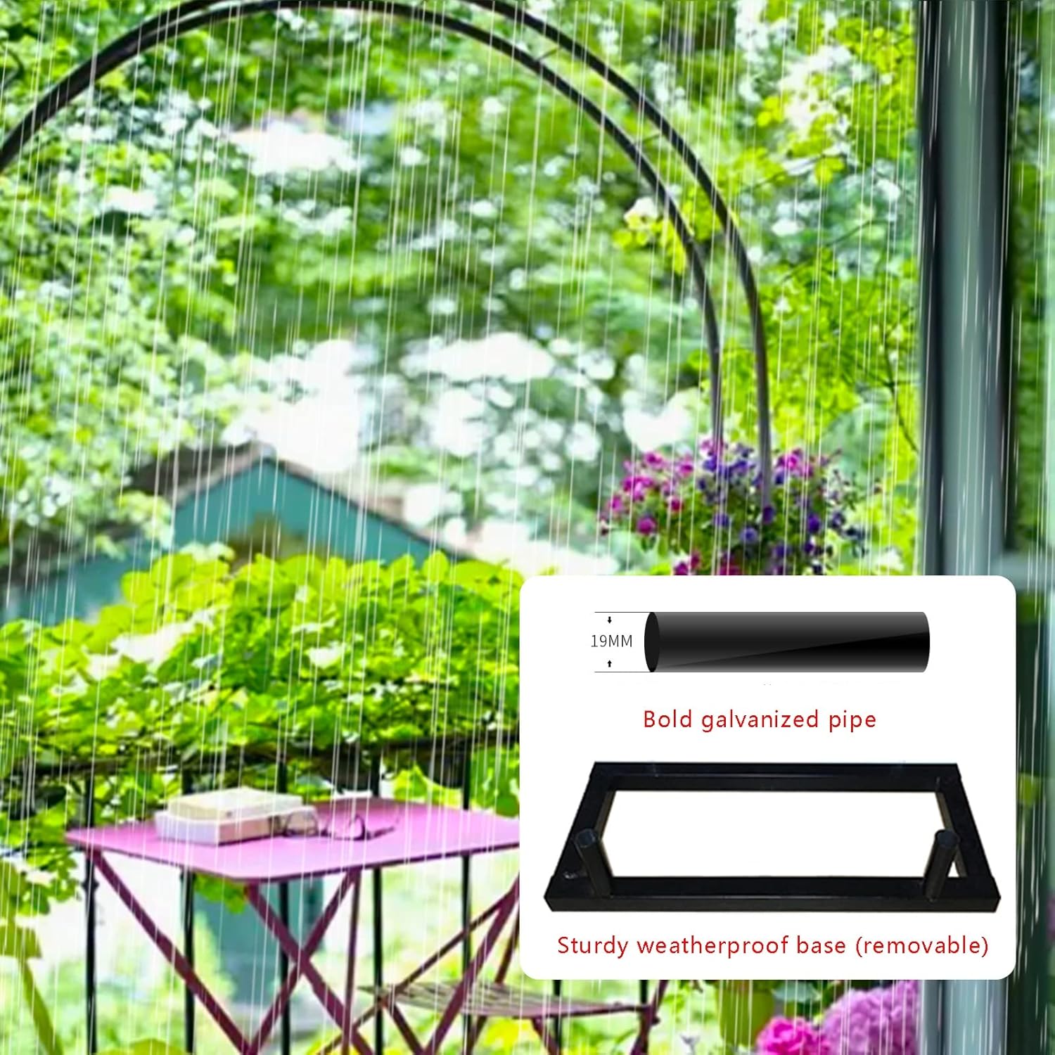 Metal Arch Heavy Duty ,Rose Arch ,Stable galvanized pipe is suitable for all kinds of plant climbing, indoor and outdoor decoration, wedding festival party background ( Color : Black , Size : 80x200x2