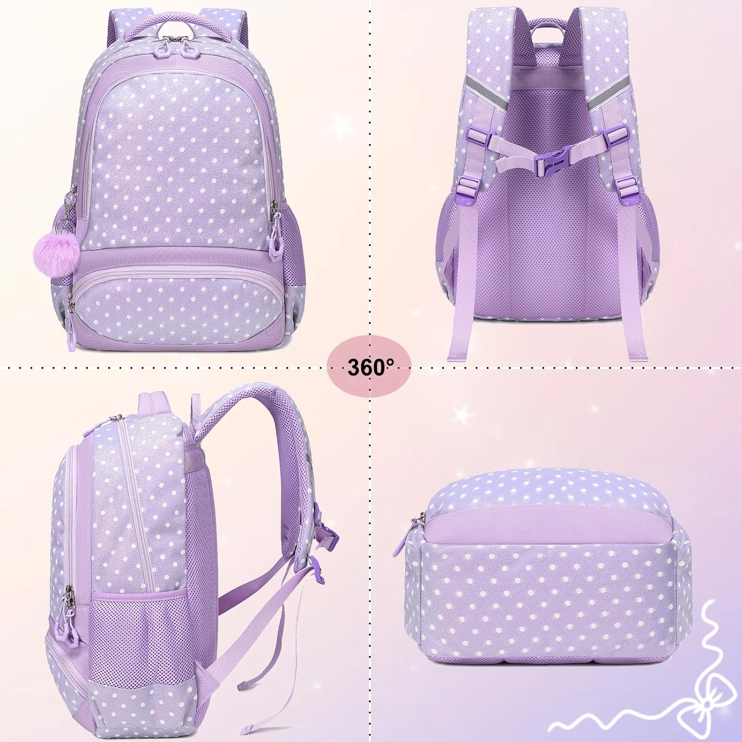 Girls Backpack for Elementary Unicorn Backpack Kids Backpack School Bookbag for Girls 3 in 1 Set Back to School