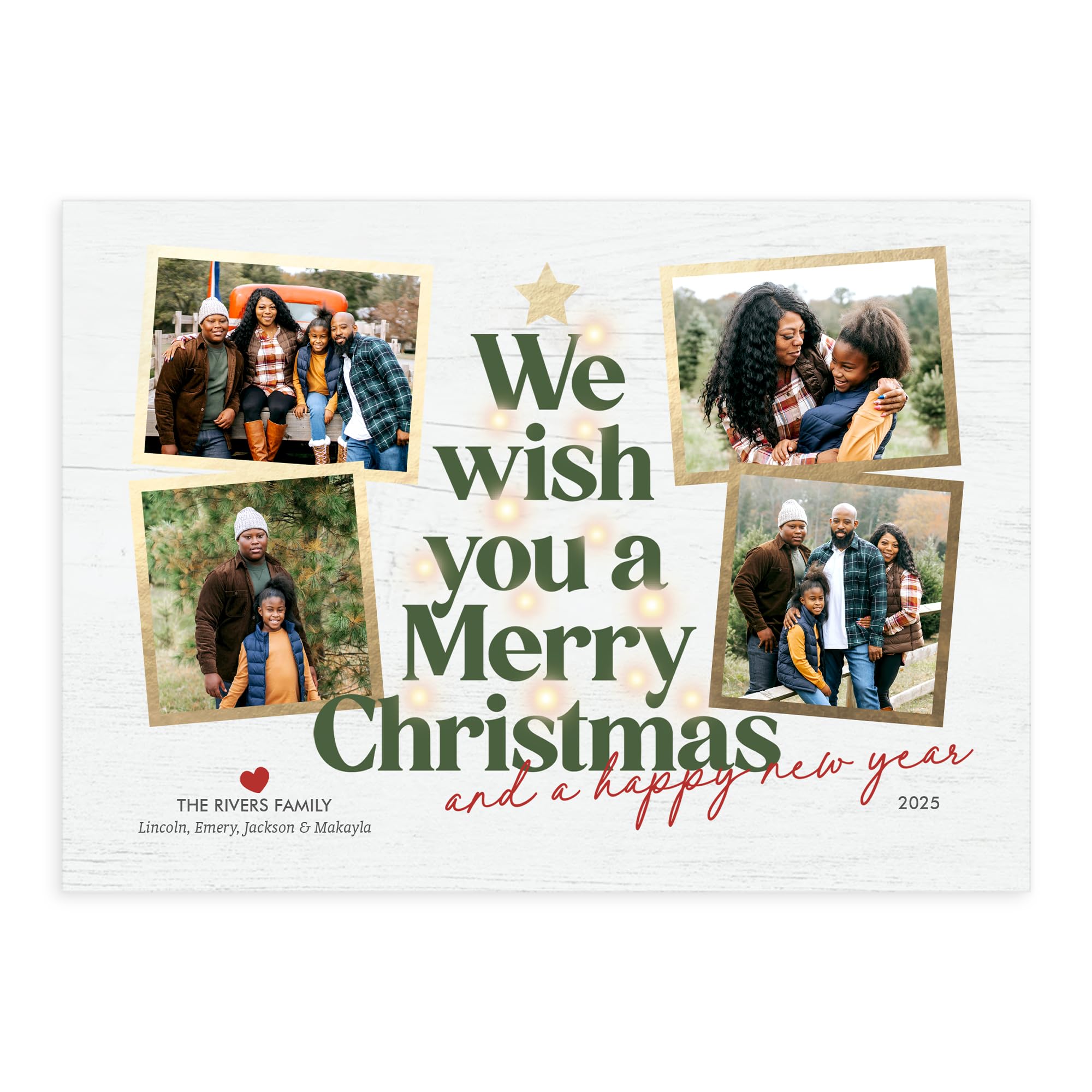 Let's Make Memories Personalized Photo Christmas Cards with Envelopes - Premium Quality - 5x7-2025 Holiday Cards & White Envelopes - Oh Christmas Tree