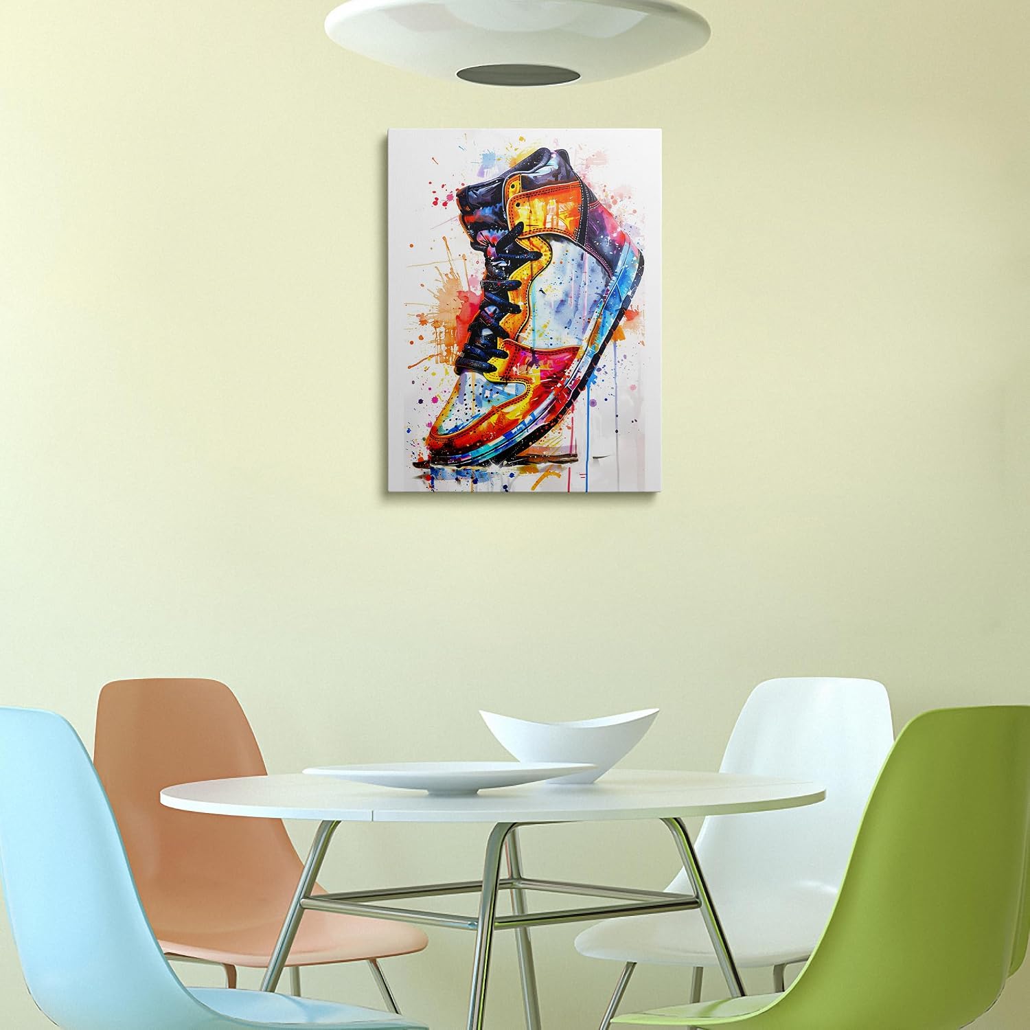 Canvas Wall Art Framed Rainbow Sneaker Splash Athletic Shoe Color Pop Graffiti Wall Decor Street Style Prints Posters Painting Artwork for Boys Bedroom Gym Dorm Game Room Modern Office 16x24 Inches