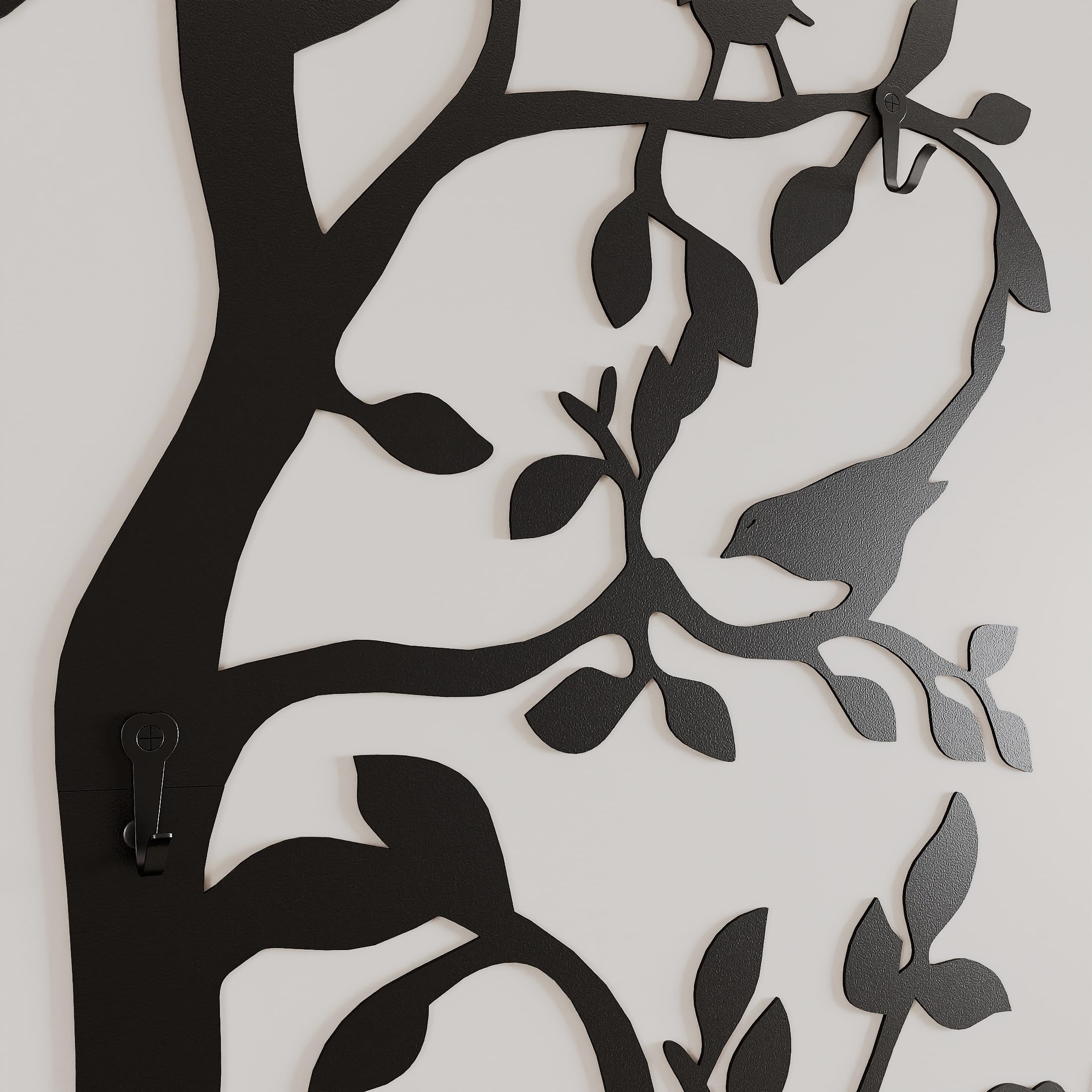 Garderobe Baum Wandgarderobe Schwarz Metall 175×107cm