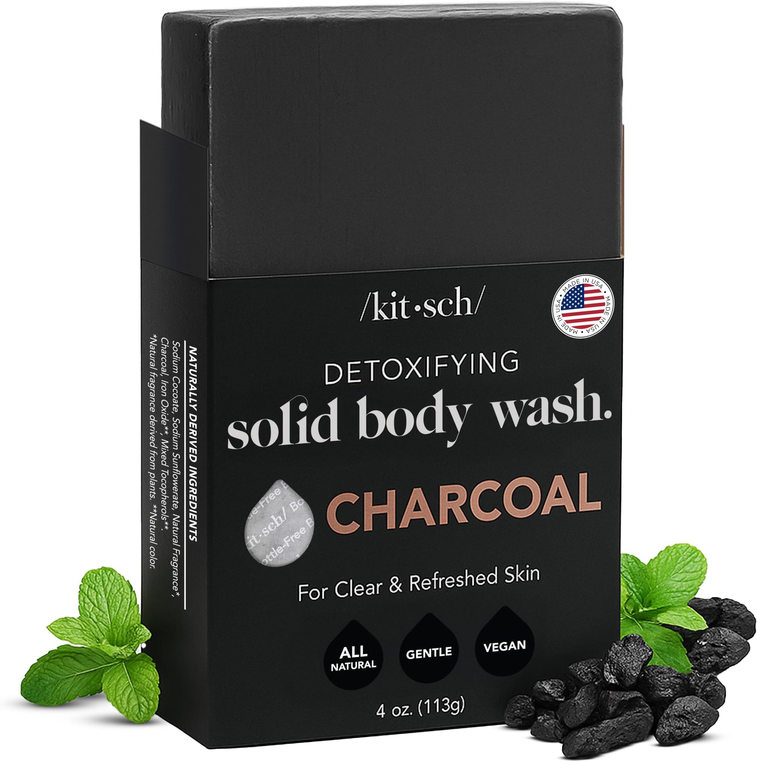 (Charcoal Detoxifying Body Wash Bar) - Detoxifying Charcoal Body Wash Bar - All Natural Body Wash, Paraben Free, Sulphate free Body Wash for Women and Men, Moisturising Body Wash Bar, Zero W...