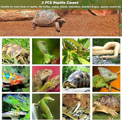 Miniatura 4 de ZeeDix 3 Rollos de Tapete para Reptiles, 12 x 20 pulgadas, Tapete de Fibra de Coco Natural para Revestimiento, Accesorios de Suelo para Tanque de