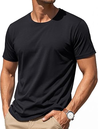 Cotrasen Mens T-Shirts Short Sleeve Cotton Crew Neck Casual Basic Tee Shirt