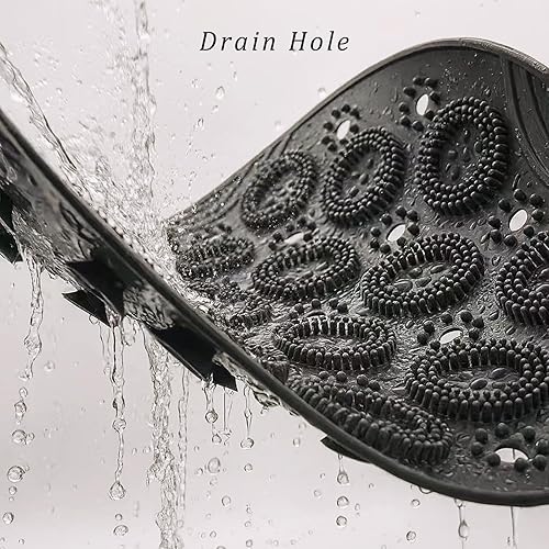 Miniatura 5 de Tapete de ducha antideslizante para bañera, tapete de seguridad redondo de PVC con ventosas y agujeros de drenaje, 11 pulgadas, gris