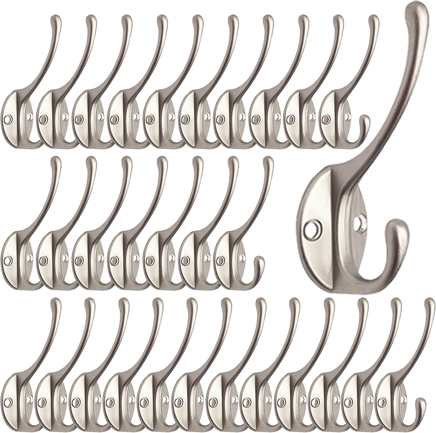IBosins 30 Pack Heavy Duty Dual Coat Hooks Wall Mounted