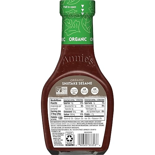 Vista 53 de Annie's Aderezo de vinagreta de jengibre y sésamo, certificado orgánico, sin OMG, 8 onzas líquidas
