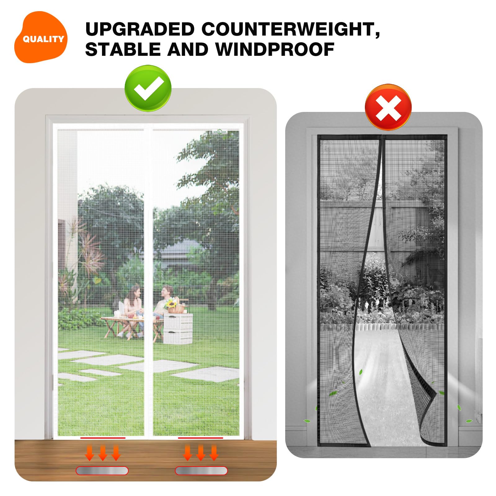 SCREEN DOOR Moustiquaire Porte Fenetre 80x120cm | Moustiquaire Haute Qualité, Protection contre les Insectes, Installation Facile – Blanc