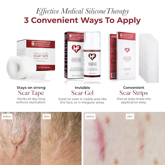 HealFast Scar Suite Bundle Physician-Formulated Silicone Scar Gel + Medical-Grade Scar Sheets + Scar Tape Advanced Scar Treatment for Surgery, Burns, and Injuries Professional-Grade Results