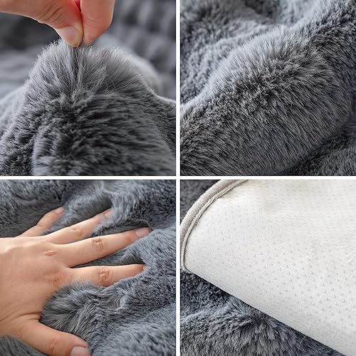 Miniatura 4 de Funda de sofá de piel sintética, funda de sofá de felpa de conejo, funda antideslizante para sofá (1 unidad, rosa, 36 x 82 pulgadas)