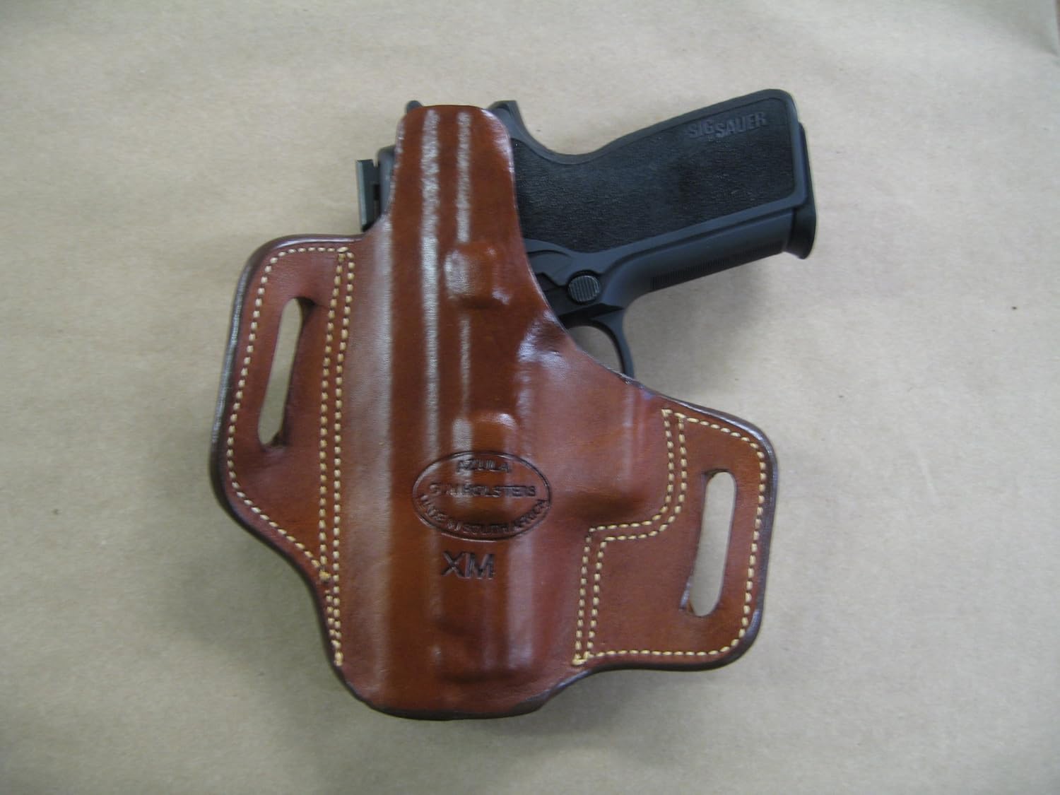 Azula Gun Holsters Springfield XD Mod2, XDM, XD 3"- 3.8" OWB Leather 2 Slot Molded Pancake Belt Holster CCW TAN RH
