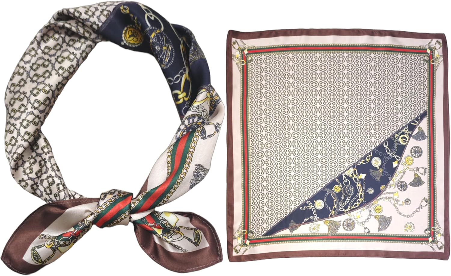 Écharpe Carrée GIMIRO En Soie Synthétique - 53x53cm - Motif Impressionniste Vintage Pour Travail Ou Look Décontracté