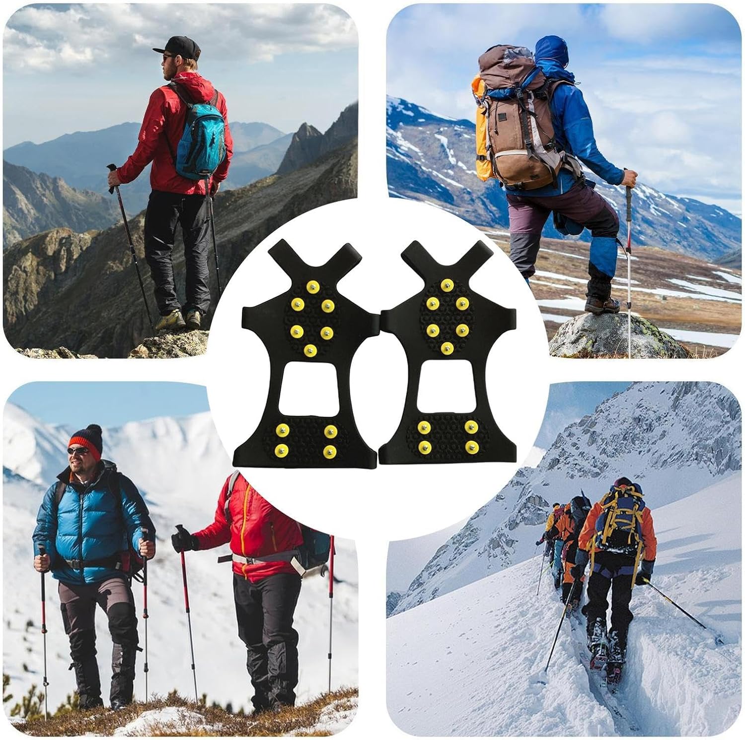 Boots Ice Cleats - Lightweight Stainless Steel Snow Boots Grips | Snow Ice Grips - for Outdoor Activities Hiking Walking Climbing Mountaineering Fishing Women Men Teens