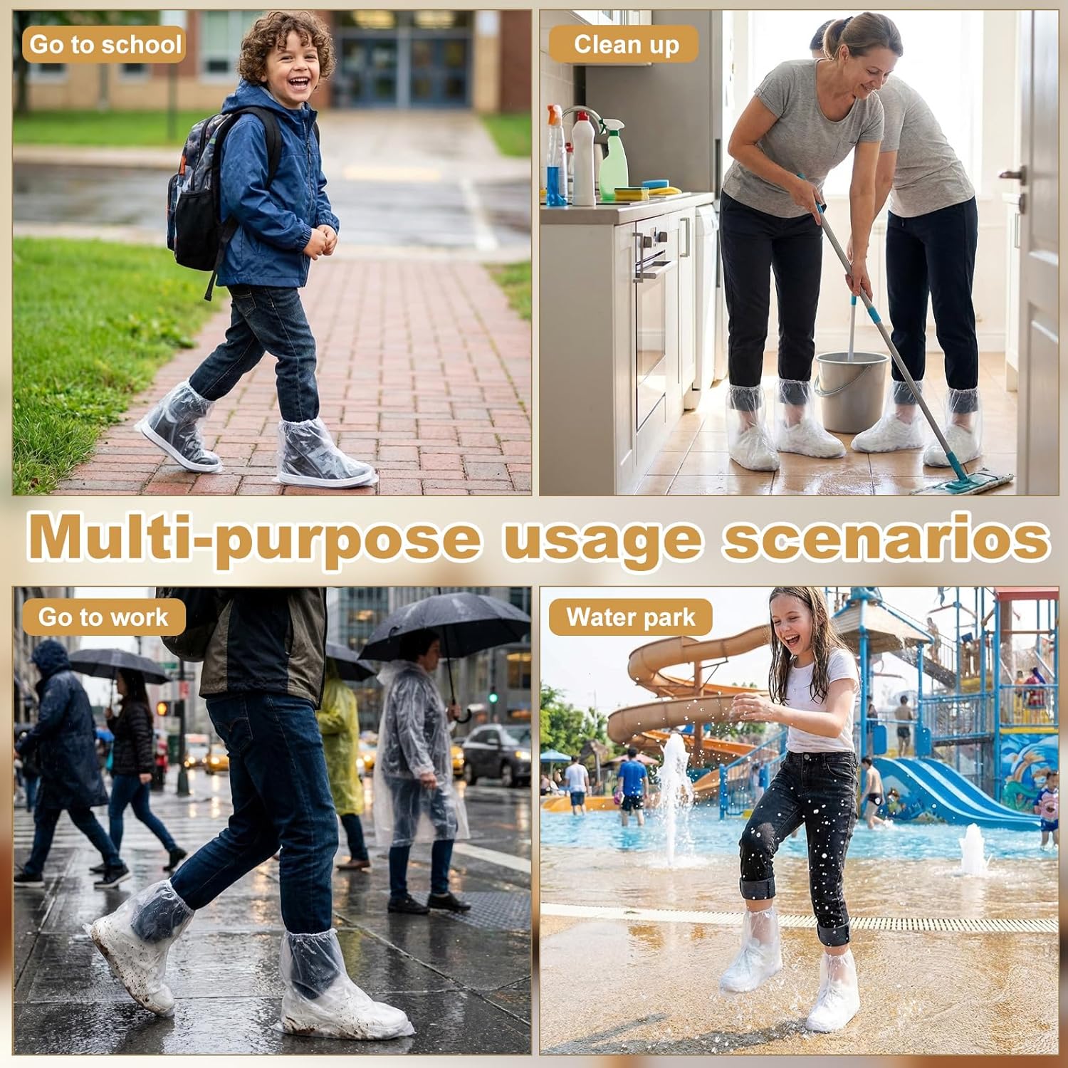 12 Pcs Waterproof Shoe Covers for Rain, Non-Slip Disposable Rain Shoe Covers, Plastic Shoe Ponchos, Thickened PE Material Boot Covers for Men and Women (Clear) - Image 6