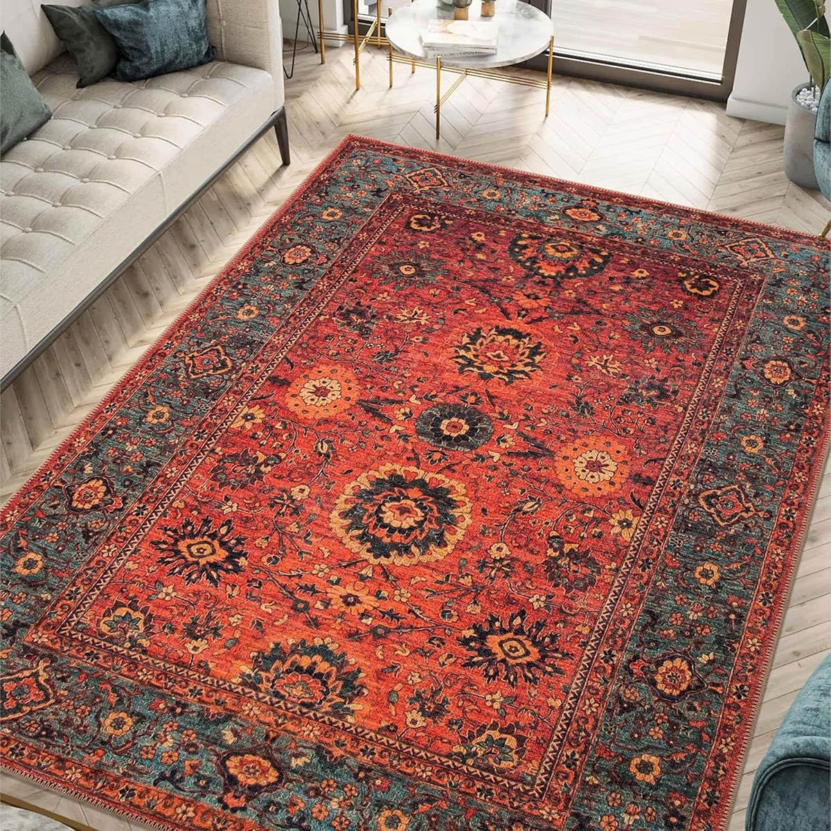 Tapis lavable en machine 80x160 tapis de salon antidérapant et tapis de balcon anti-UV