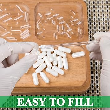 WANANFU Size 00 Empty Capsules Vegetarian (1000 Count) Bundle with Micro Lab Spoon with Powder Tamper, Compatible with Capsule Filling Machine