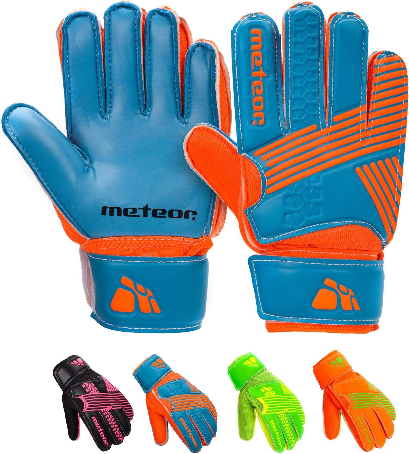 Goalie Gloves for Kids Goalkeeper Gloves Football Goalkeeping Gloves Boys Youth Adult Junior Children Strong Keeper Grip Finger Protection Prevent Injuries Embossed Back Football