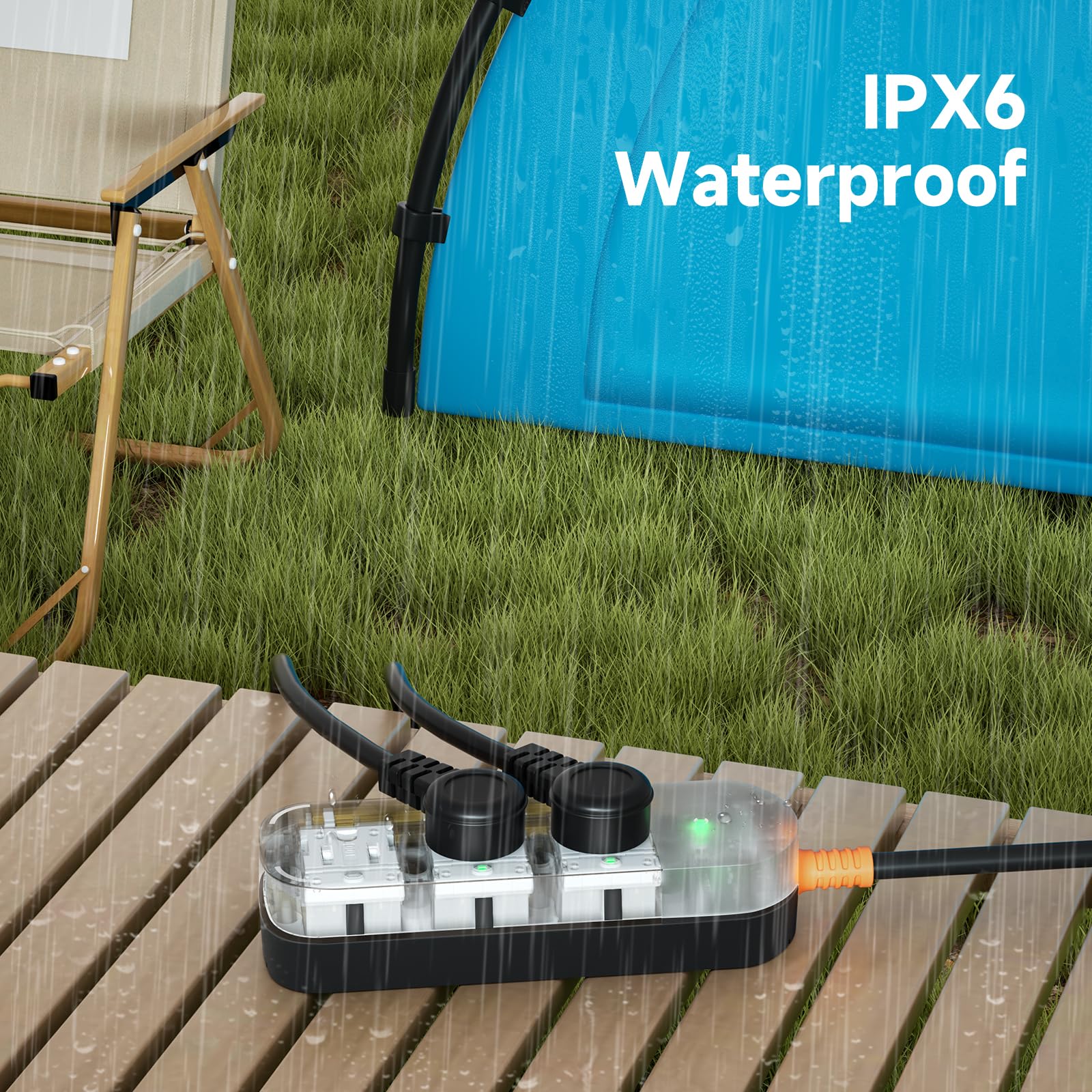 Surge Protector Power Strip, Covozon 3 Outlets 6ft Extension Cord, 1875W Outdoor Power Strip Weatherproof, Mountable Small Power Strip for Home, Outdoor, Travel.