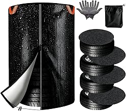 Tire Cover, Outdoor, Waterproof, 420D, Thick, Tire Cover, 4 Pcs, Tire Storage Cover, Storage Bag Included, Anti-Slip Gloves, Set of 4 Felt Pads Included, Dustproof, Waterproof, Heavy Duty, Reflective